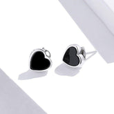 Korean 925 Sterling Silver Black Mini Earrings Charm Jewelry WOS08 - Touchy Style