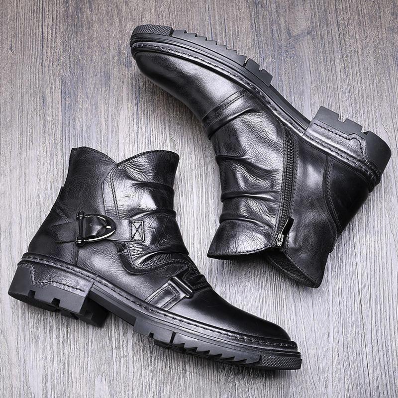 Leather Ankle Boots Men&