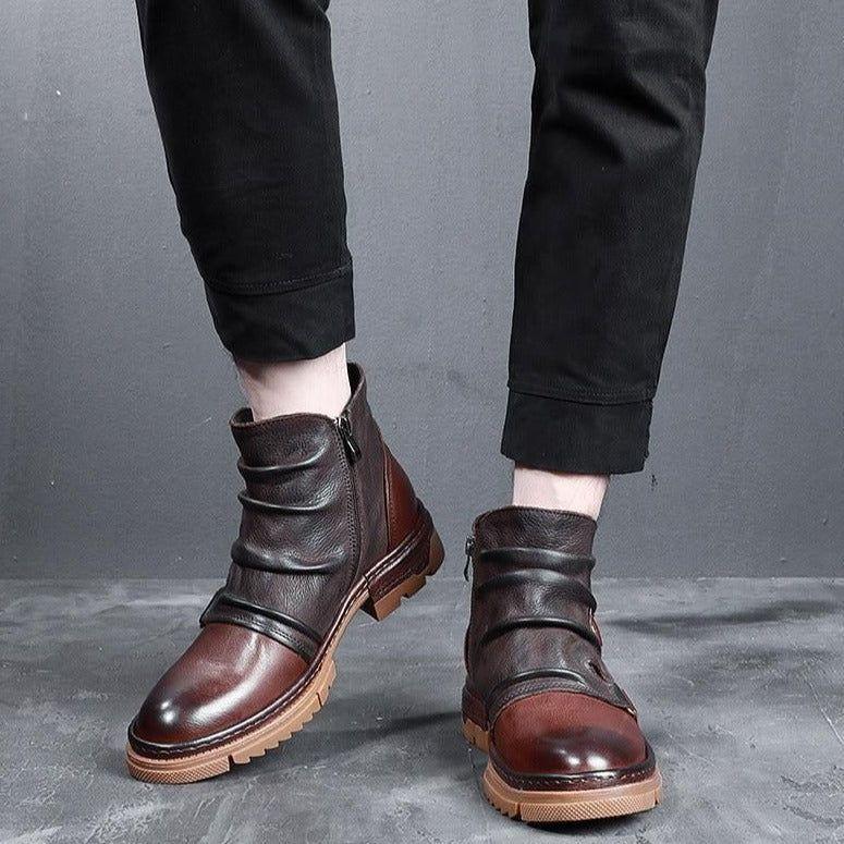 Leather Ankle Boots Men&