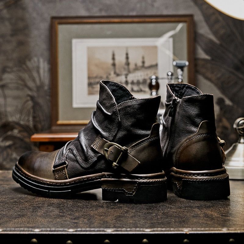 Leather Ankle Boots Men&