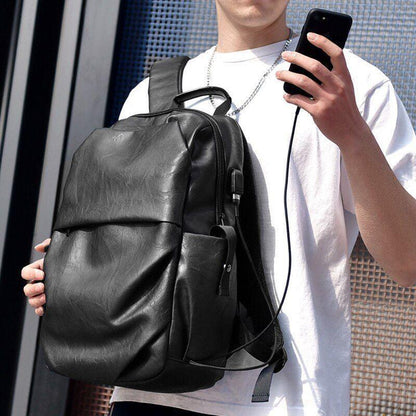 Leather Cool Backpack CBROS24 For Men Fashion Large Capacity Laptop Travel Bag - Touchy Style