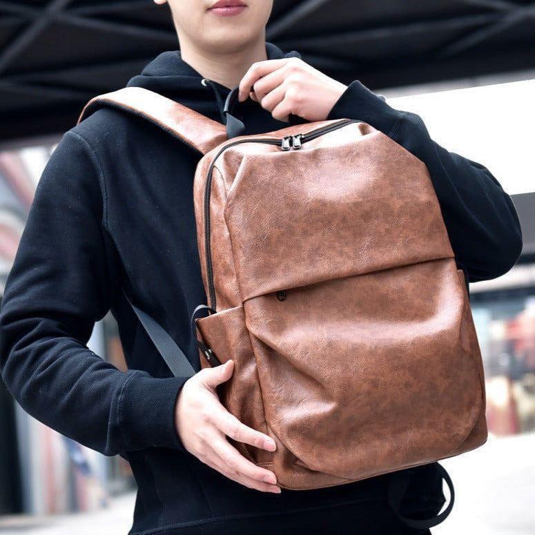 Leather Cool Backpack CBROS24 For Men Fashion Large Capacity Laptop Travel Bag - Touchy Style