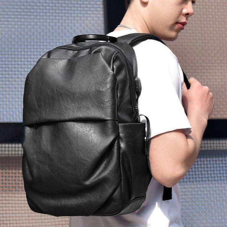 Leather Cool Backpack CBROS24 For Men Fashion Large Capacity Laptop Travel Bag - Touchy Style