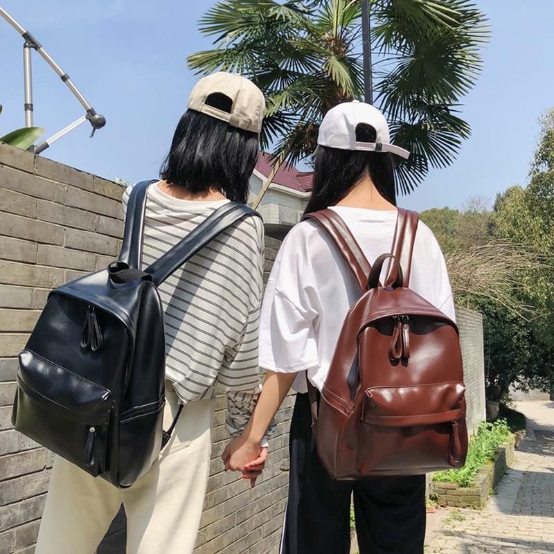 Double Shoulder book Women's Korean Soft Leather japanese school Backpack  Fashion Multi-purpose Bag Women's Backpack luxury bags - AliExpress