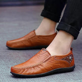 Leather Flat Loafers Brown Men&