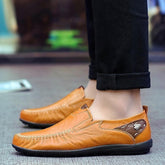 Leather Flat Loafers Brown Men&