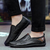 Leather Flat Loafers Brown Men&