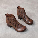 Leather Mid-heel Ankle Boots Women&