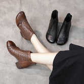 Leather Mid-heel Ankle Boots Women&