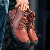 Leather Motorcycle Ankle Boots Men&