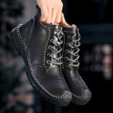 Leather Motorcycle Ankle Boots Men&