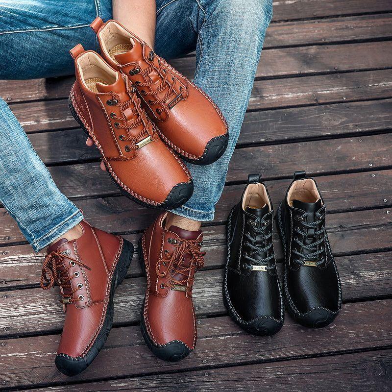 Leather Motorcycle Ankle Boots Men s Casual Shoes JOS1025