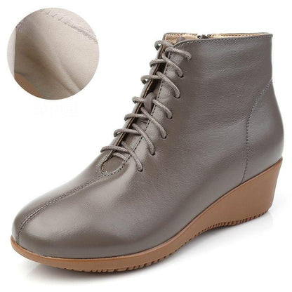 Leather Women Ankle Boots Casual Shoes GCSRG44 Wedges Comfortable Booties - Touchy Style