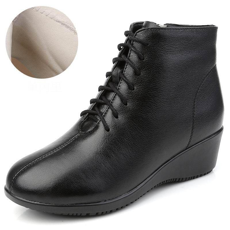 Leather Women Ankle Boots Casual Shoes GCSRG44 Wedges Comfortable Booties - Touchy Style