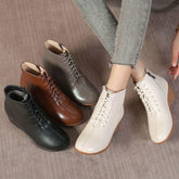 Leather Women Ankle Boots Casual Shoes GCSRG44 Wedges Comfortable Booties - Touchy Style