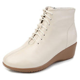 Leather Women Ankle Boots Casual Shoes GCSRG44 Wedges Comfortable Booties - Touchy Style