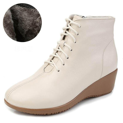 Leather Women Ankle Boots Casual Shoes GCSRG44 Wedges Comfortable Booties - Touchy Style