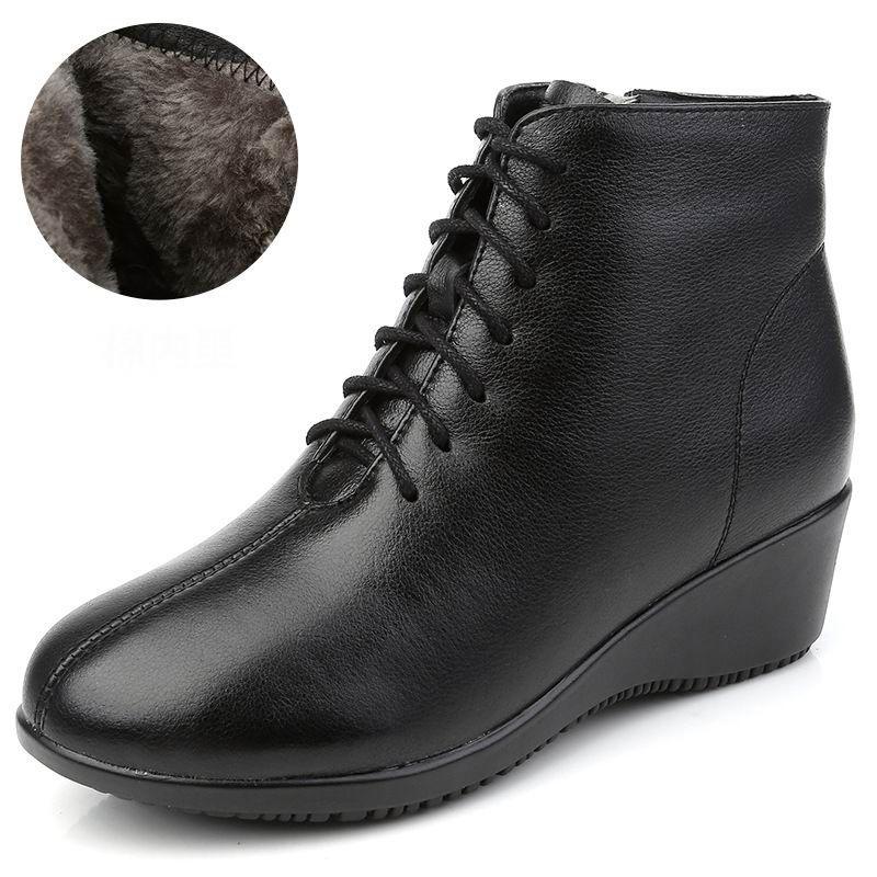 Leather Women Ankle Boots Casual Shoes GCSRG44 Wedges Comfortable Booties - Touchy Style