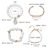 Light Crystal Bracelets Charm Jewelry Set BCSET303 Natural Stone Beads - Touchy Style .