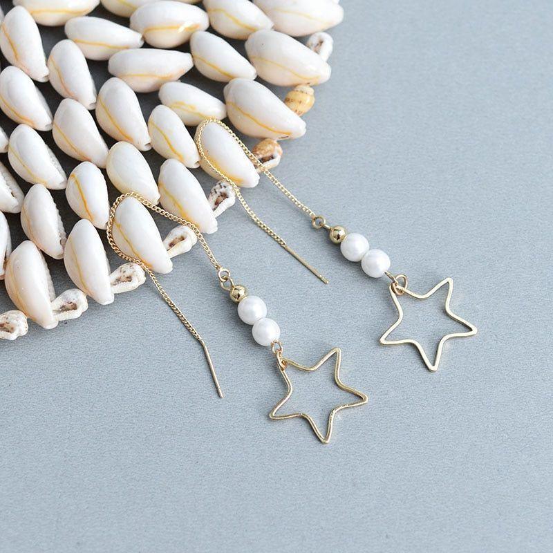 Long Drop Dangle Earrings Charm Jewelry ECJBS17 Crystal Fish Star Shaped - Touchy Style