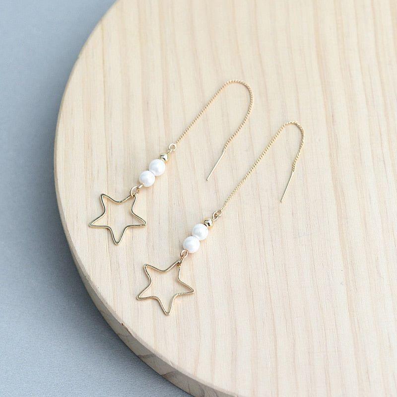 Long Drop Dangle Earrings Charm Jewelry ECJBS17 Crystal Fish Star Shaped - Touchy Style