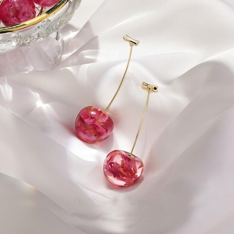 Long Earrings Charm Jewelry Acrylic Sweet Cherry DM20X194 - Touchy Style