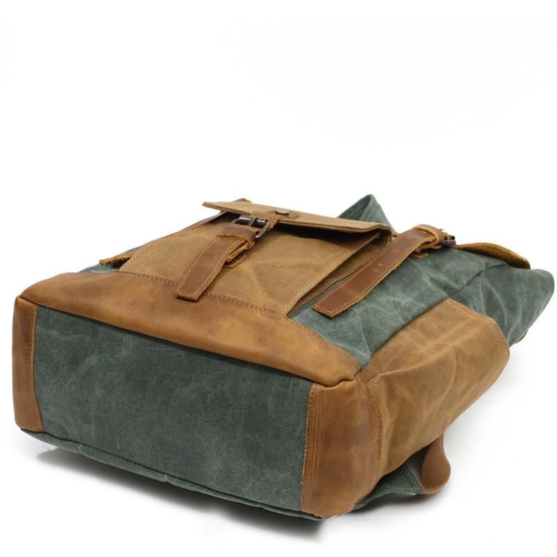Mini Vintage Canvas Backpack, Military Camo Compact School Bag