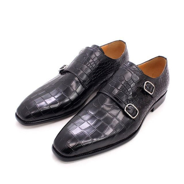 Luxury Fashion Formal Men Shoes Handmade Blue High Quality Printing Leather  Flats Male Party Dress Slip On Oxford Dress Shoes