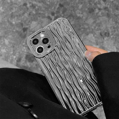 Luxury Plating Metal Color Water Ripple Cute Phone Cases For iPhone 13 11 12 14 Pro Max XS XR X - Touchy Style