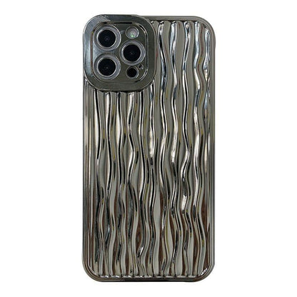 Luxury Plating Metal Color Water Ripple Cute Phone Cases For iPhone 13 11 12 14 Pro Max XS XR X - Touchy Style