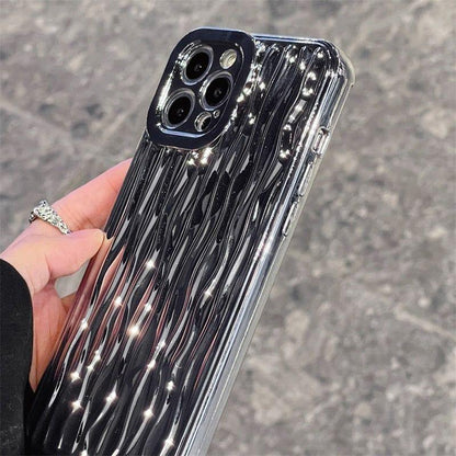 Luxury Plating Metal Color Water Ripple Cute Phone Cases For iPhone 13 11 12 14 Pro Max XS XR X - Touchy Style