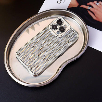 Luxury Plating Metal Color Water Ripple Cute Phone Cases For iPhone 13 11 12 14 Pro Max XS XR X - Touchy Style