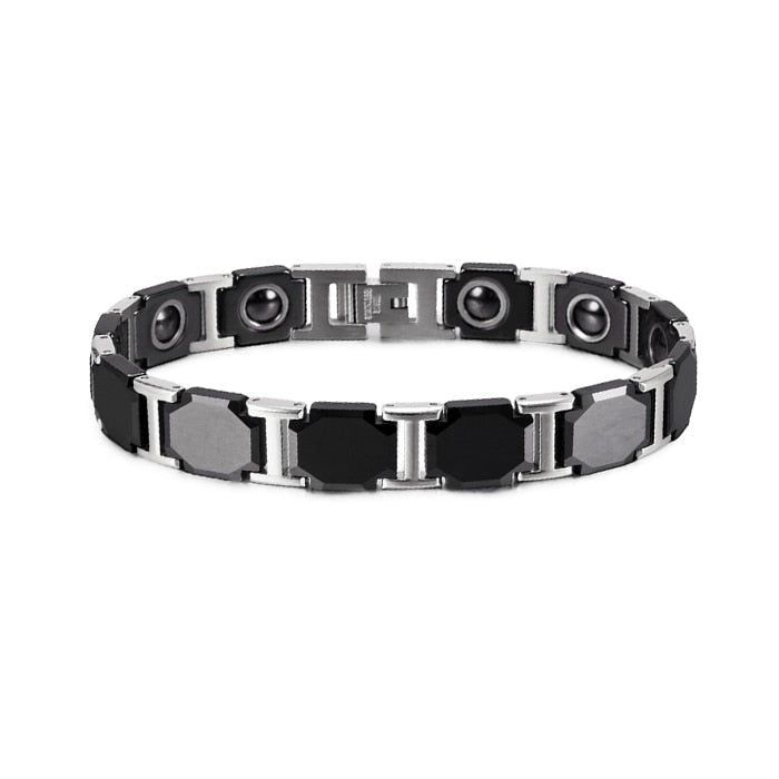送料無料】IceCarats Titanium Black Ceramic 7.5 Inch Bracelet