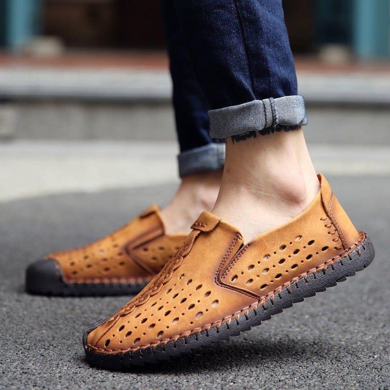 Mens leather deals summer loafers