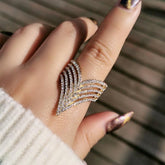 Micro Paved Cubic Multilayer Crystal Finger Rings Charm Jewelry - Touchy Style .