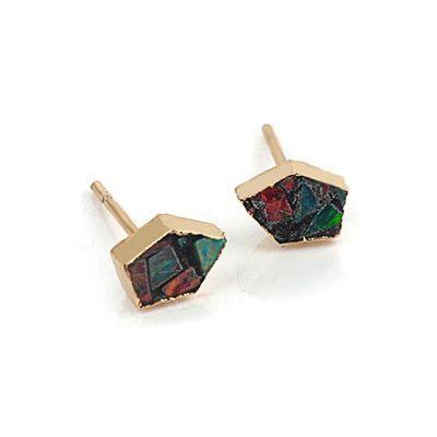 Mini Earrings Charm jewelry BS0337 Fashion Star Stud Earrings Fire Opal Stone - Touchy Style