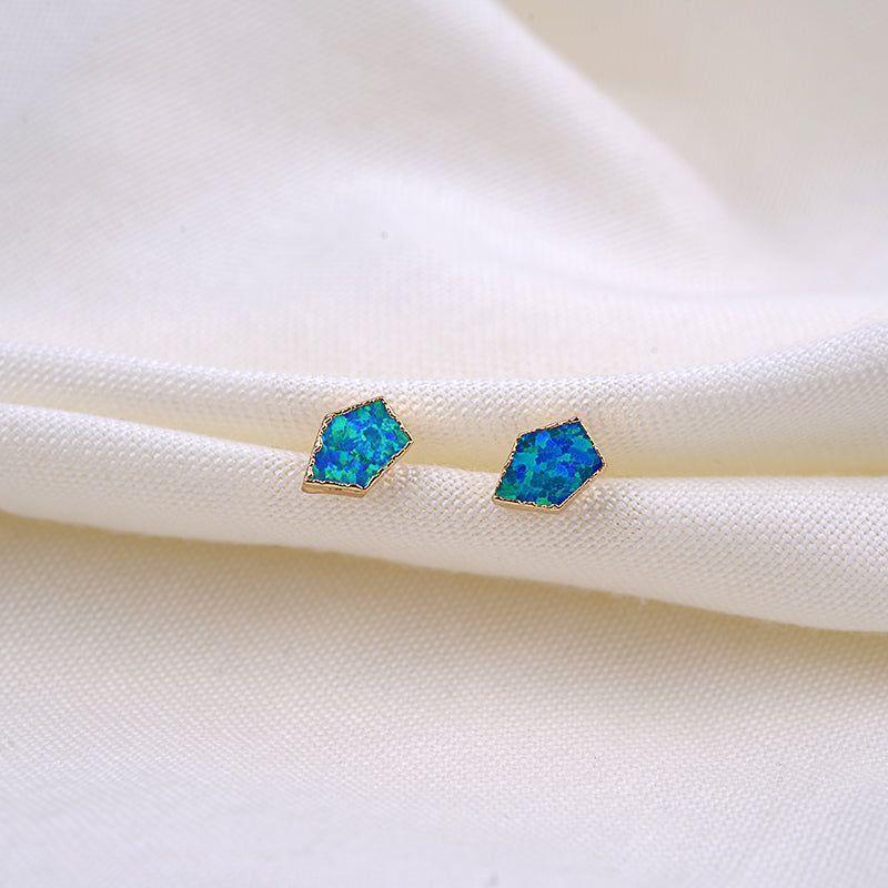 Mini Earrings Charm jewelry BS0337 Fashion Star Stud Earrings Fire Opal Stone - Touchy Style