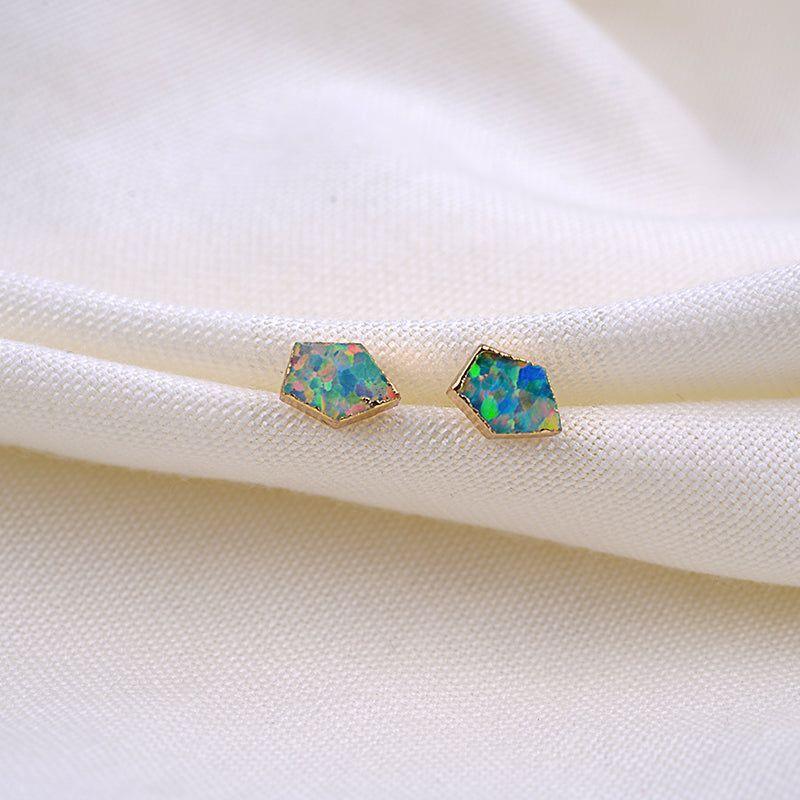 Mini Earrings Charm jewelry BS0337 Fashion Star Stud Earrings Fire Opal Stone - Touchy Style