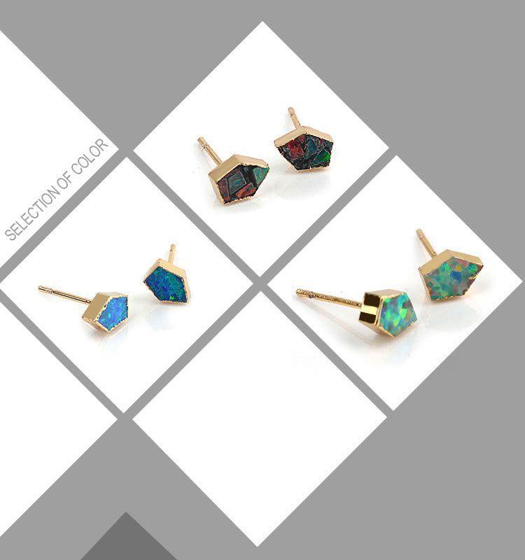 Mini Earrings Charm jewelry BS0337 Fashion Star Stud Earrings Fire Opal Stone - Touchy Style