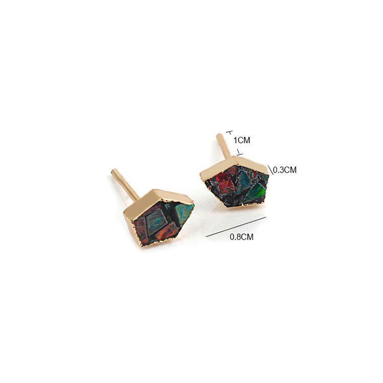 Mini Earrings Charm jewelry BS0337 Fashion Star Stud Earrings Fire Opal Stone - Touchy Style