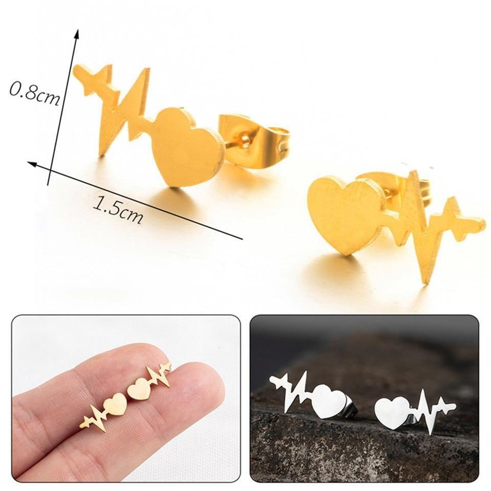 Mini Earrings Charm Jewelry Geometric Heartbeat Fashion E021723BBB - Touchy Style