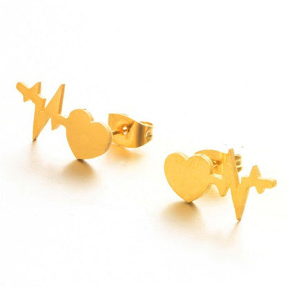 Mini Earrings Charm Jewelry Geometric Heartbeat Fashion E021723BBB - Touchy Style