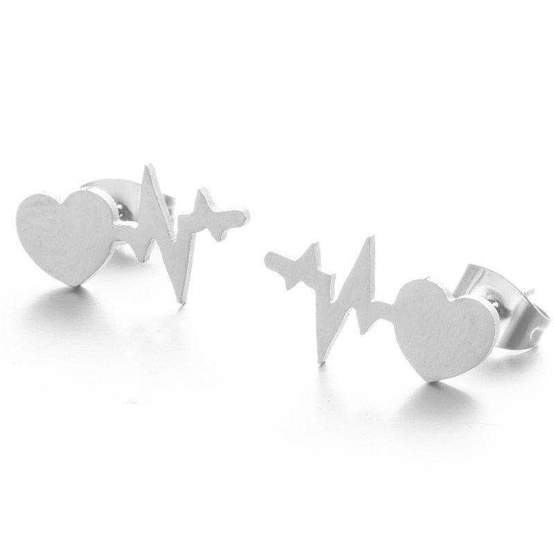 Mini Earrings Charm Jewelry Geometric Heartbeat Fashion E021723BBB - Touchy Style