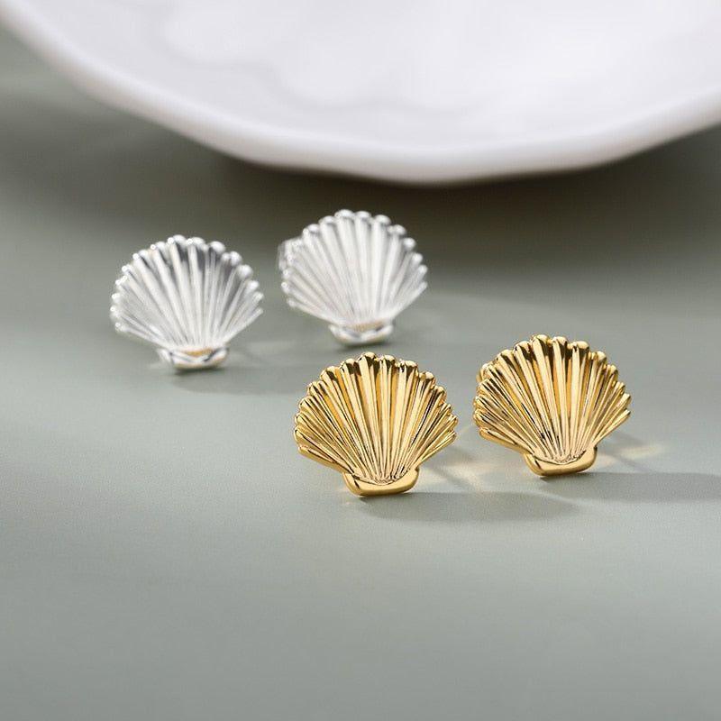 Mini Golden Stainless Steel Shell Earrings Charm Jewelry ZS0419 - Touchy Style