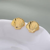 Mini Golden Stainless Steel Shell Earrings Charm Jewelry ZS0419 - Touchy Style