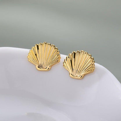 Mini Golden Stainless Steel Shell Earrings Charm Jewelry ZS0419 - Touchy Style