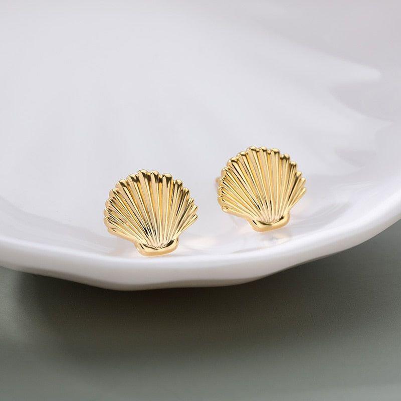 Mini Golden Stainless Steel Shell Earrings Charm Jewelry ZS0419 - Touchy Style