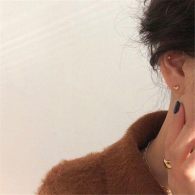 Mini Sweet Heart Stainless Steel Stud Earrings Charm Jewelry ECJWY31 Korean Design - Touchy Style