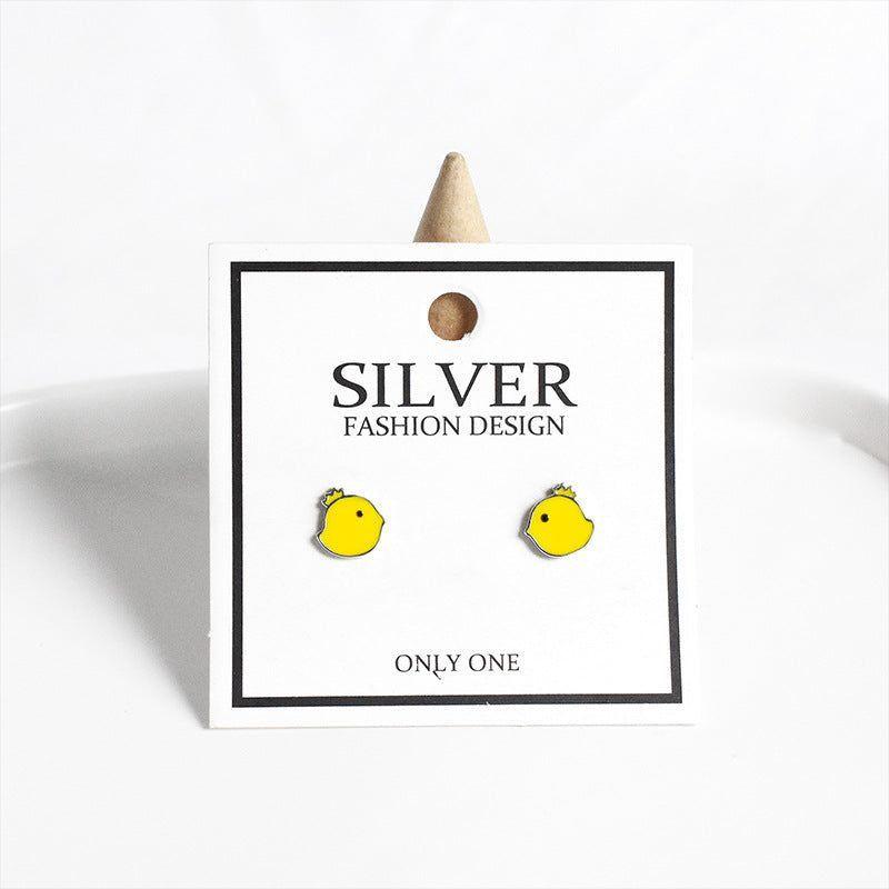 Mini Yellow Chick 925 Sterling Silver Studs Earrings Charm Jewelry LOS03 - Touchy Style