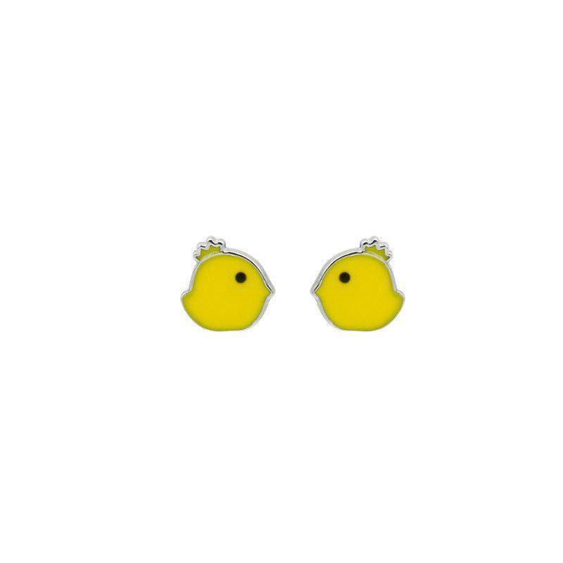 Mini Yellow Chick 925 Sterling Silver Studs Earrings Charm Jewelry LOS03 - Touchy Style